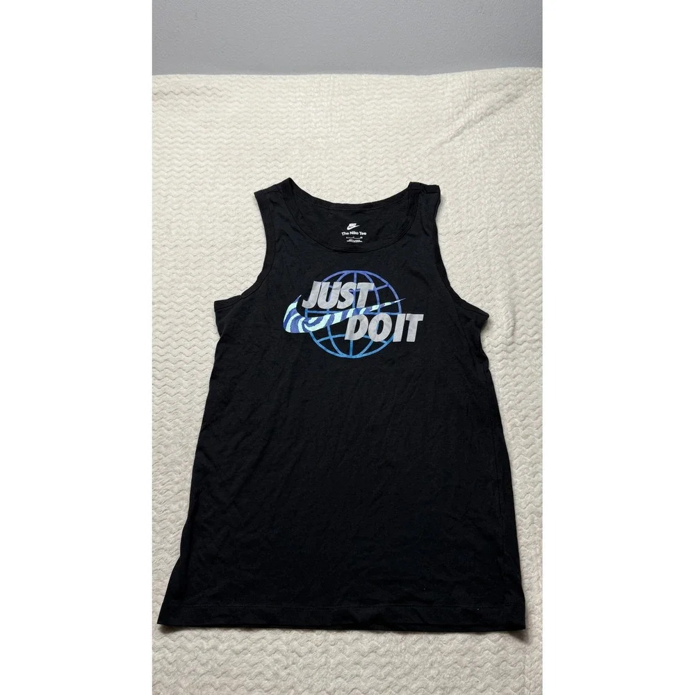 Nike Mens Just Do It Globe Graphic Tank Top Black Small Sleeveless Tee
